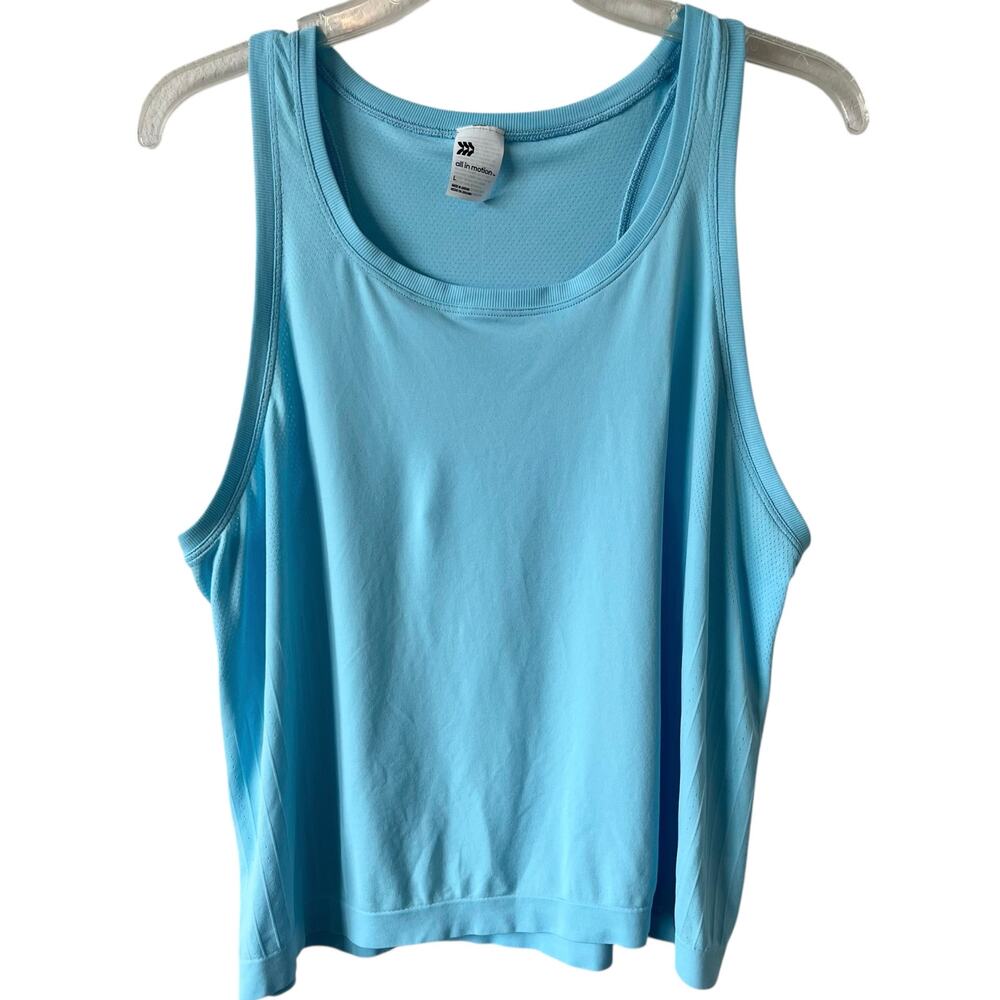 ALL IN MOTION NWOT Activewear Tank Top Size Large Baby Blue Nylon Stretch Sporty